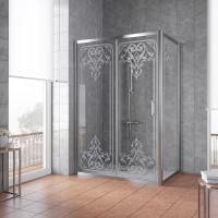 Душевой уголок Vegas Glass ZP+ZPV TUR NOVO h1900 155*80 08 ARTDECO D2 профиль глянцевый хром, стекло прозрачное рисунок матовый