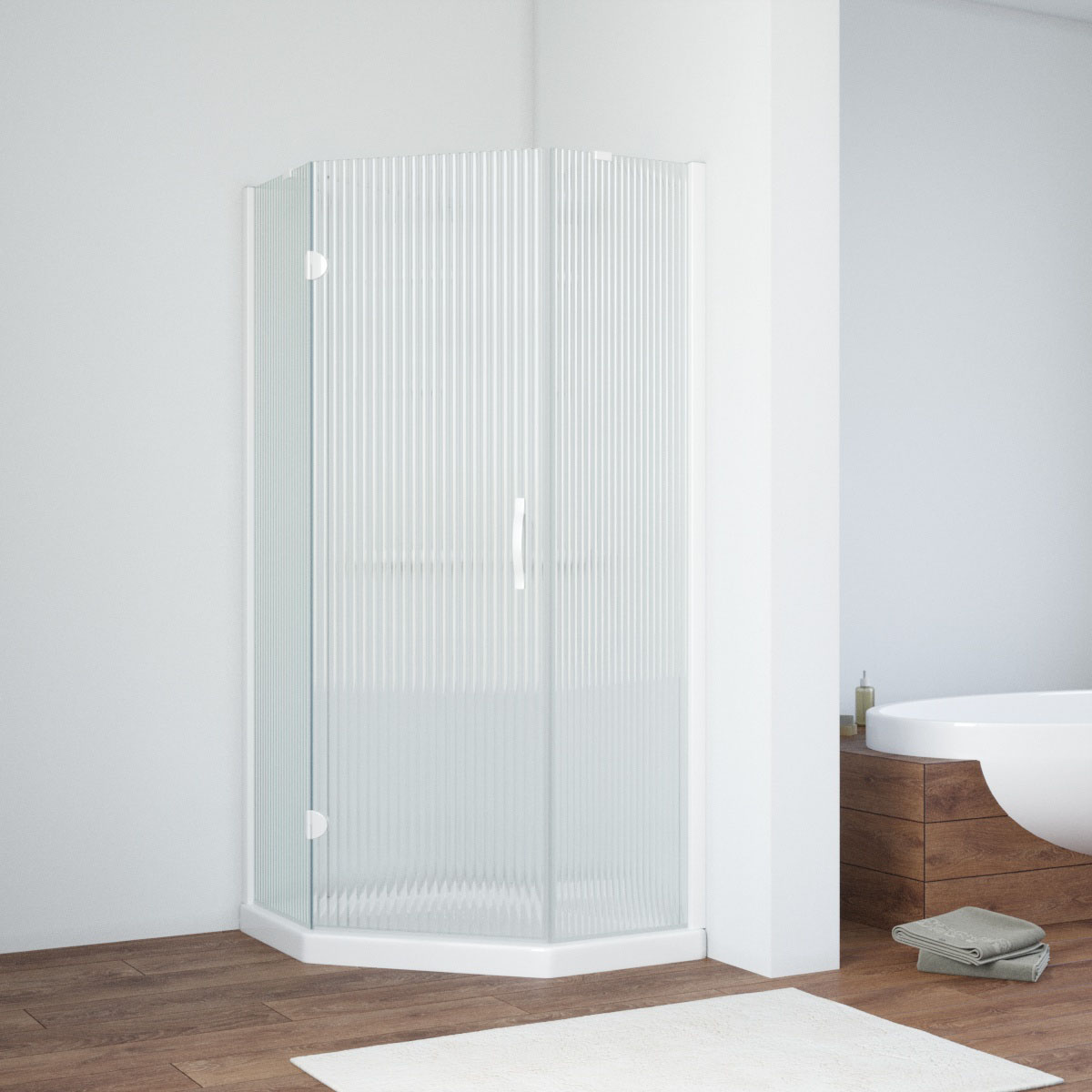 Душевой уголок Vegas Glass AFA-Pen NOVO 100 01 Moru L, профиль белый, стекло Moru