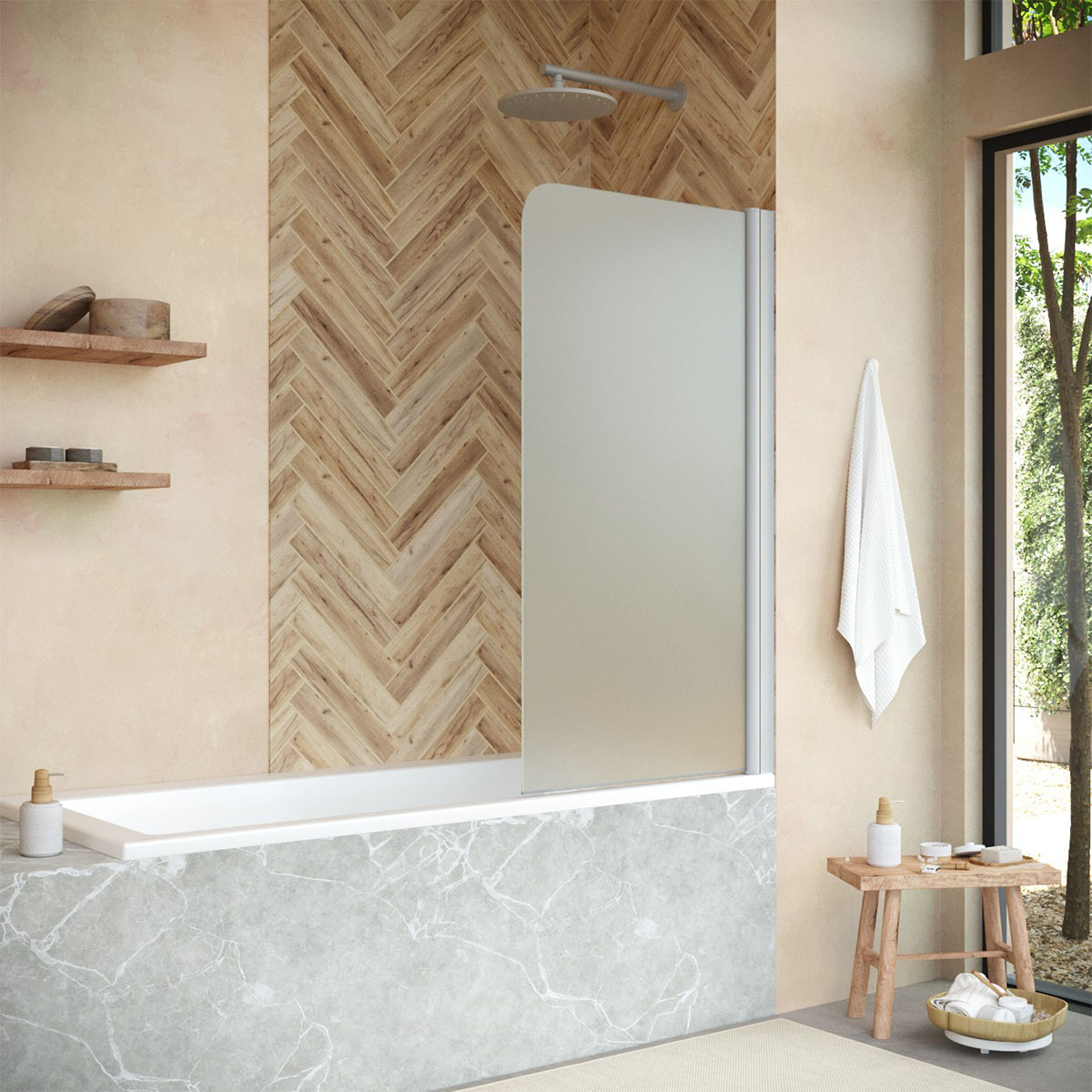 Шторка на ванну Vegas Glass  EV NOVO 60 07 10 R, профиль матовый хром, стекло сатин