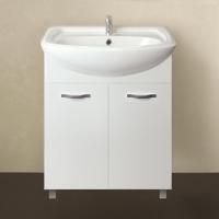 Тумба с раковиной 1MarKa Вита 65Н с 2 дверцами, белый глянец, напольная