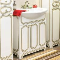 Тумба под раковину Sanflor Каир 75 белая, золотая патина