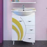 Тумба с раковиной Misty Каролина 60 3 ящика L желтое стекло