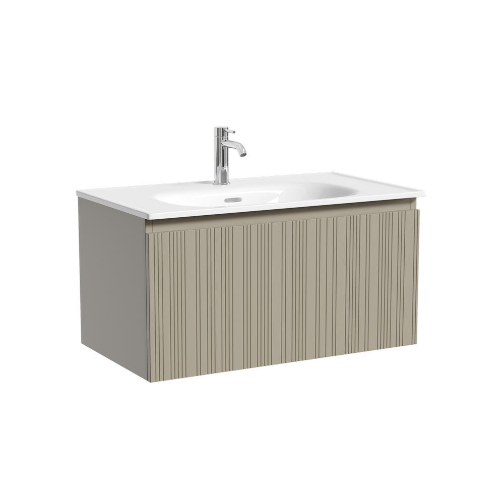 Тумба с раковиной Sancos Code 80 подвесная, серая платина, раковина белая