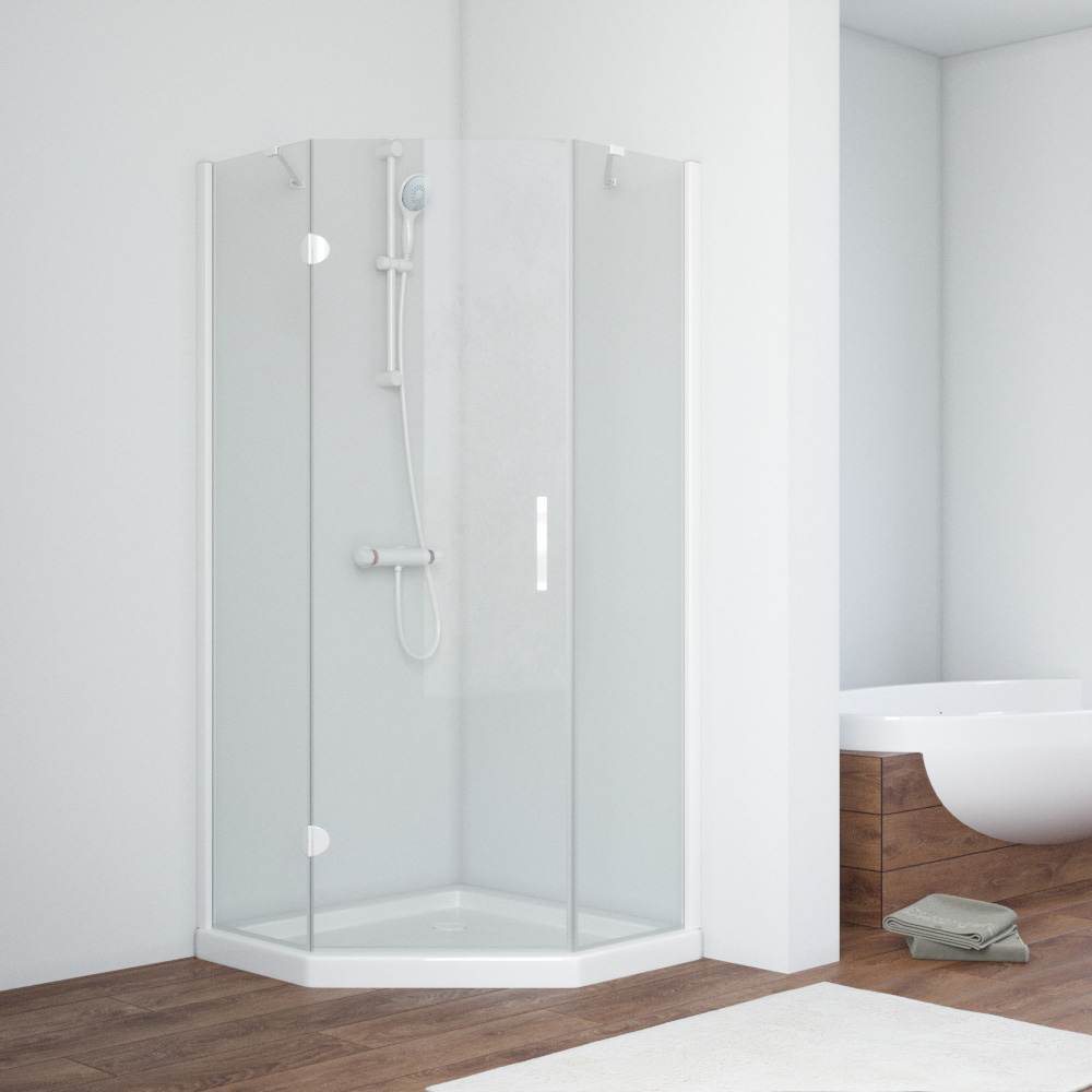 Душевой уголок Vegas Glass AFA-Pen NOVO 120 01 crystalvision L, профиль белый, стекло crystalvision
