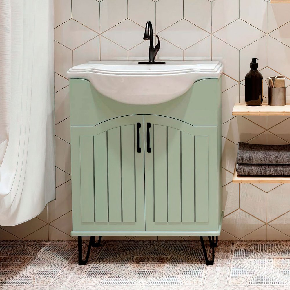 Тумба с раковиной Runo Марсель 65 напольная, мята