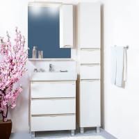 Мебель для ванной Бриклаер Токио 60 светлая лиственница, белый глянец