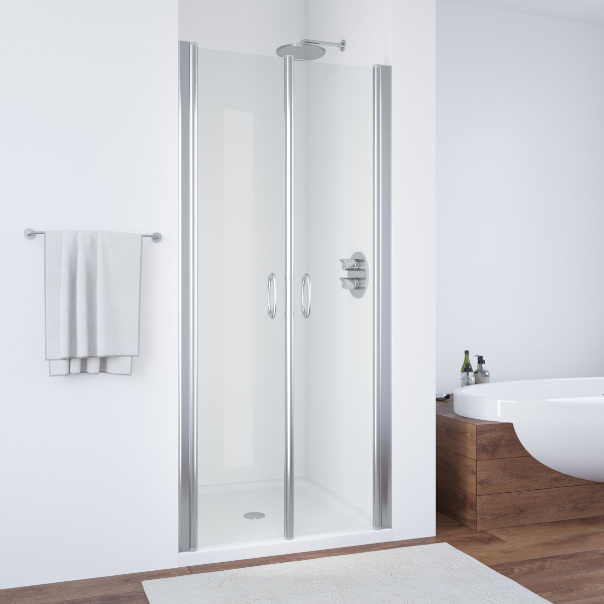 Душевая дверь в нишу Vegas Glass  E2P 75 08 crystalvision, профиль глянцевый хром, стекло crystalvision