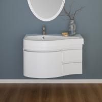 Тумба с раковиной Aquanet Сопрано 1-95 белая с ящиком L