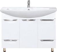 Тумба под раковину Misty Лаванда 105 белая эмаль, с ящиками