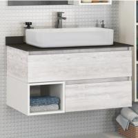 Тумба с раковиной Comforty Прага 90, подвесная, дуб белый