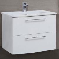 Тумба под раковину Dreja Gio 80 белый глянец, подвесная, 2 ящика