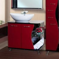 Тумба с раковиной Bellezza Рио 70 L красная с черным