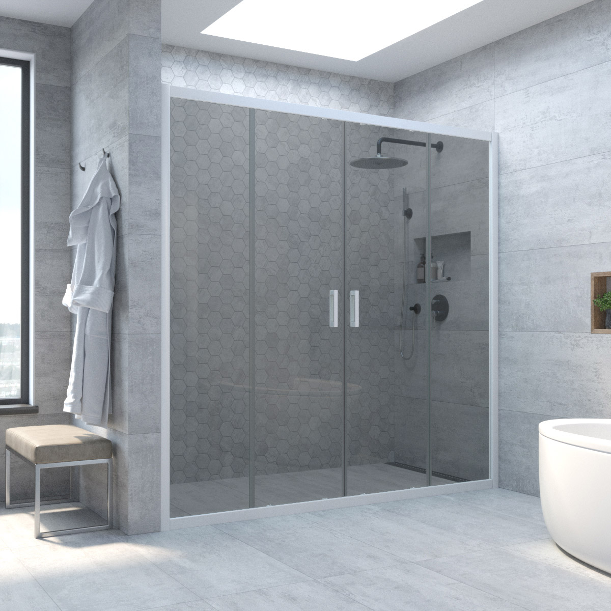 Душевая дверь в нишу Vegas Glass Z2P NOVO h2000 160 01 07, профиль белый, стекло графит