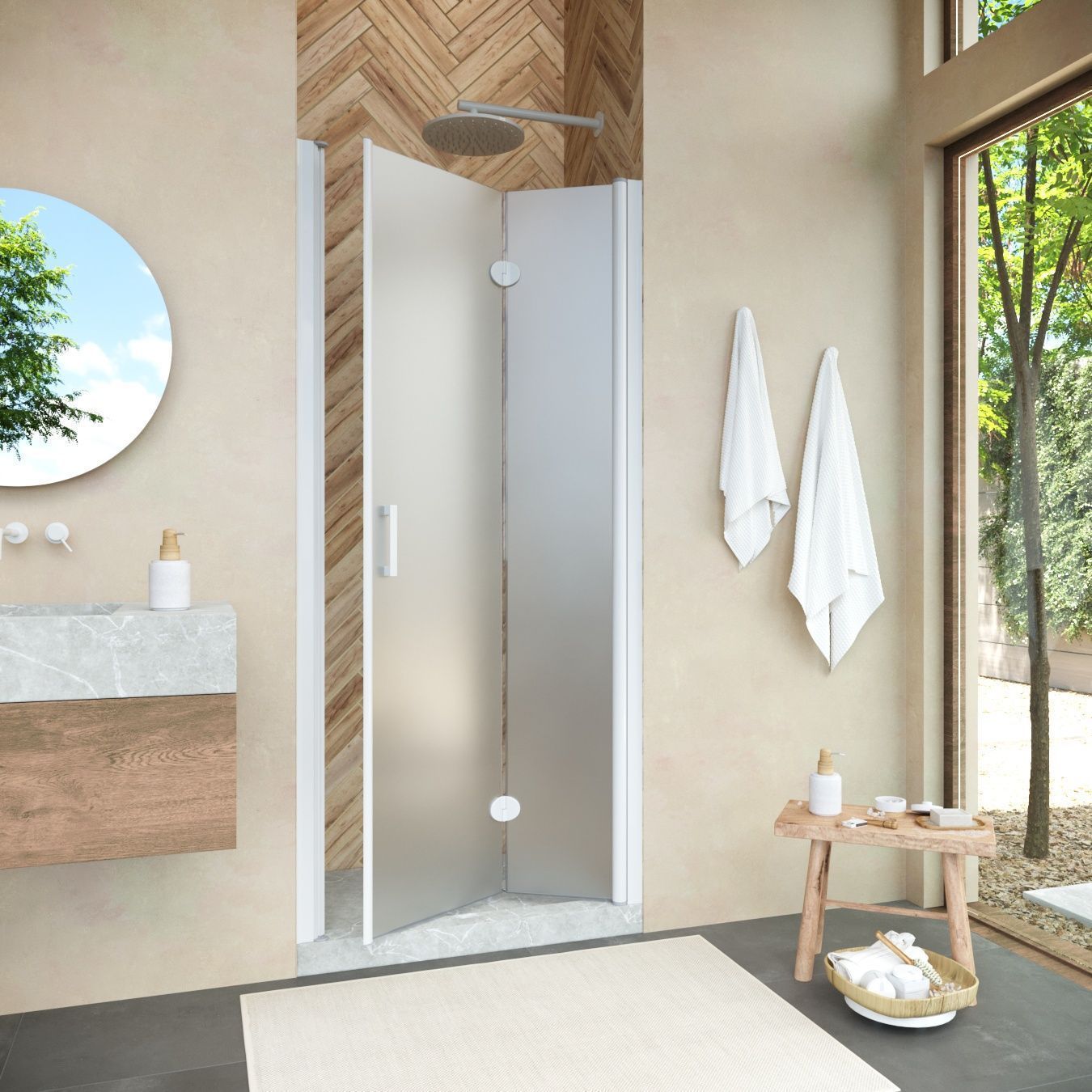 Душевая дверь в нишу Vegas Glass GPS NOVO 75 01 10 R профиль белый, стекло сатин