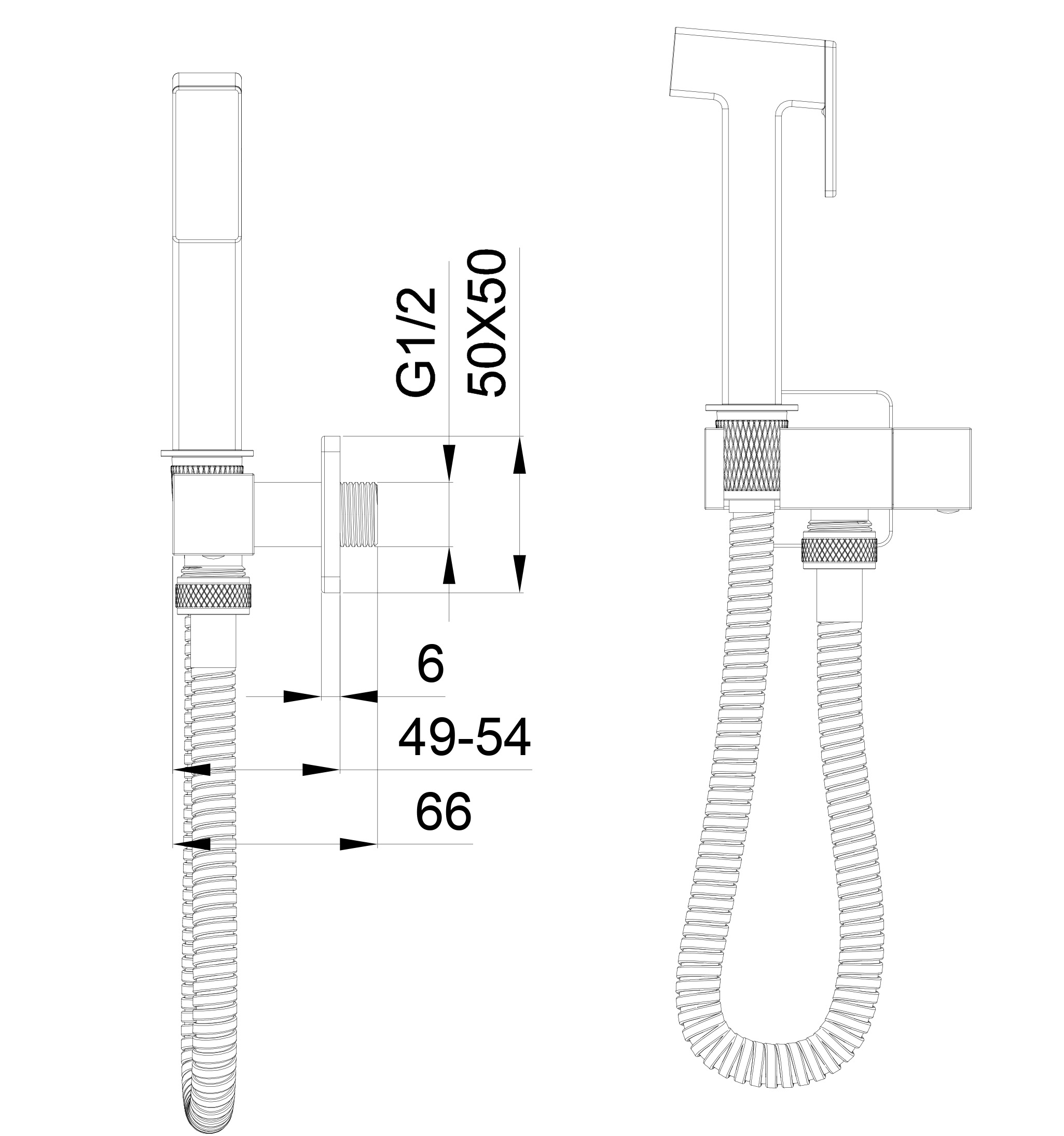 Гигиенический душ с запорным вентилем Wonzon & Woghand WW-88809904-BG