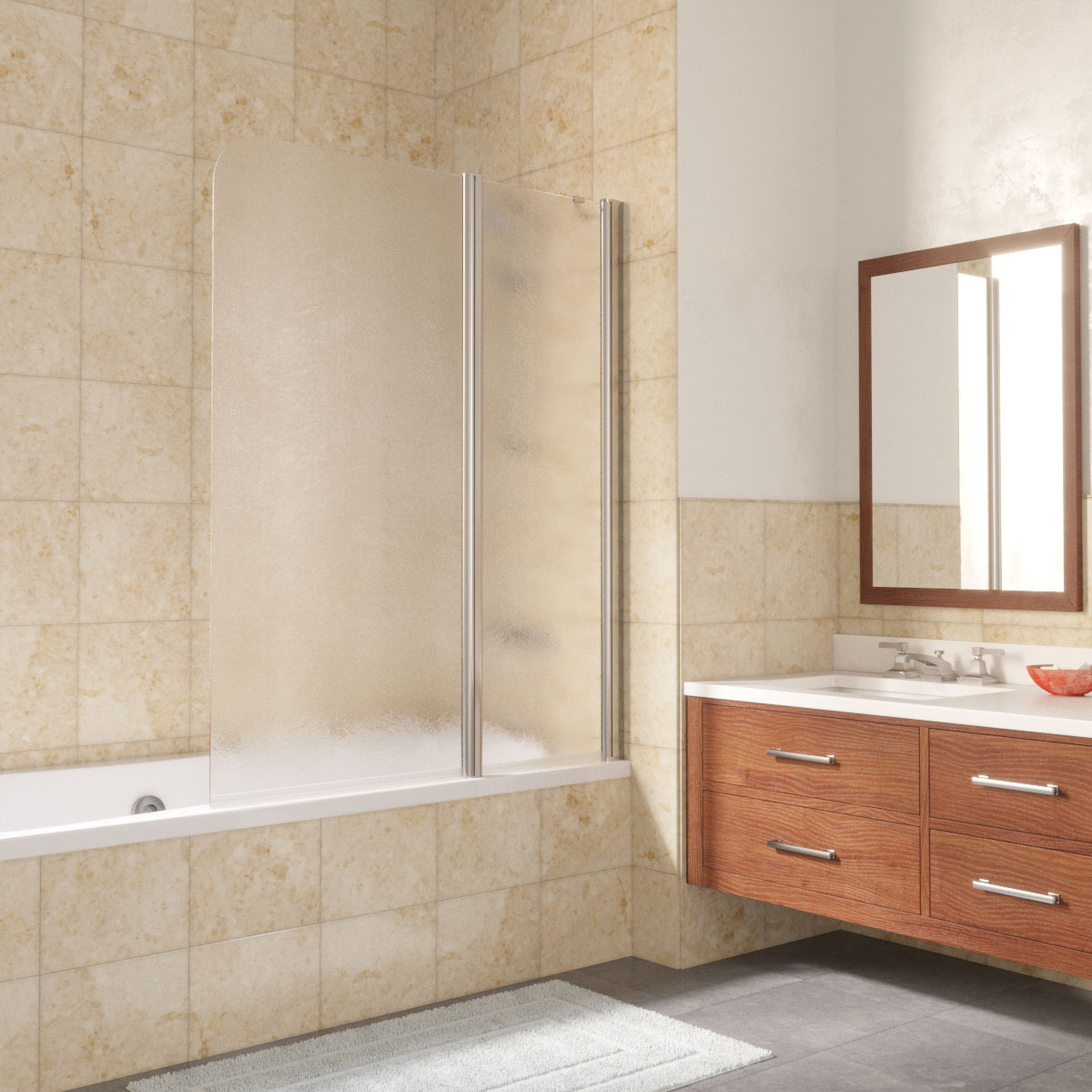 Шторка на ванну Vegas Glass  E2V LUX ST 125 08 02 R, профиль глянцевый хром, стекло шиншилла