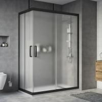 Душевой уголок Stworki Карлстад 140x80 см профиль черный матовый, стекло матовое