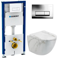 Инсталляция Geberit Duofix Delta 458.103.21.1 с кнопкой смыва Delta 51 + унитаз подвесной CeramaLux 2213-K