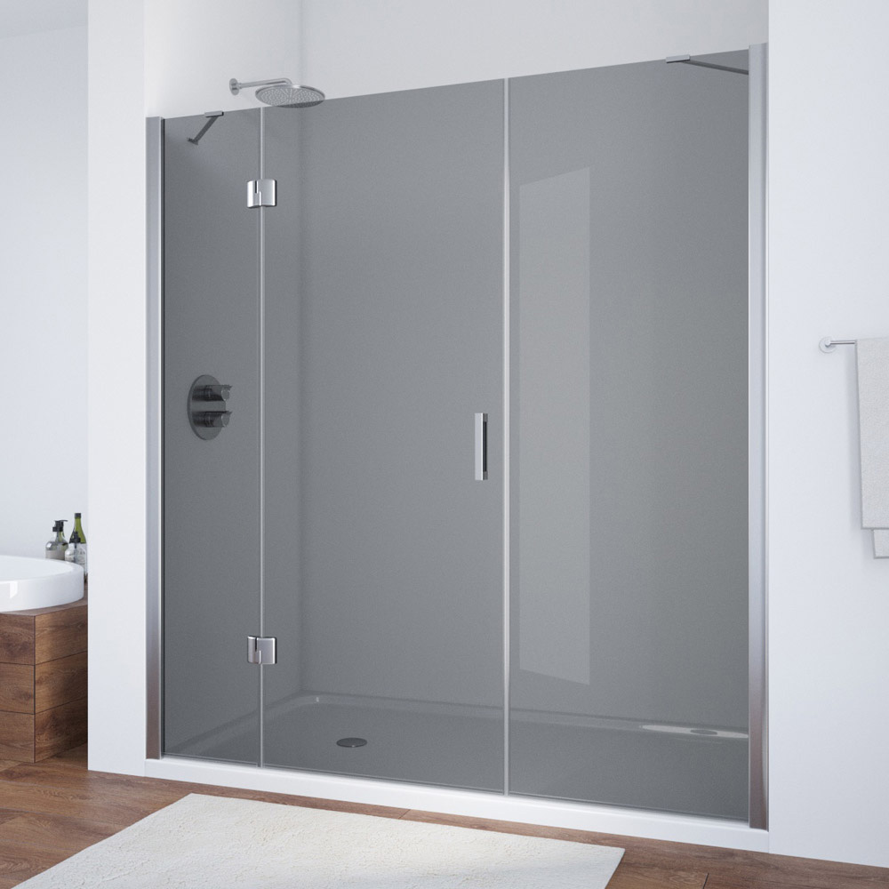 Душевая дверь в нишу Vegas Glass AFP-F NOVO 150 08 07 L, профиль глянцевый хром, стекло графит