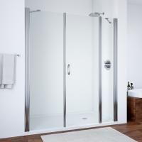 Душевая дверь в нишу Vegas Glass EP-2F 155 08 crystalvision R профиль глянцевый хром, стекло crystalvision