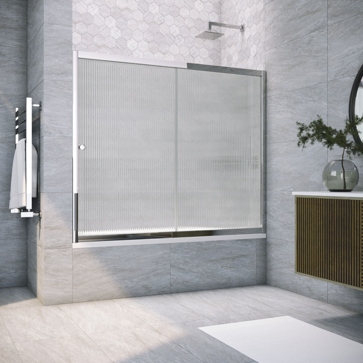 Шторка на ванну Vegas Glass  ZV TUR NOVO 180 08 Moru, профиль глянцевый хром, стекло Moru