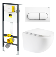 Инсталляция Viega Prevista Dry 792831 с кнопкой + унитаз подвесной Ceramica Nova UP Rimless CN4007