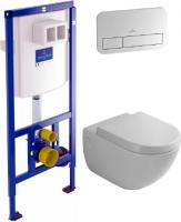 Инсталляция Villeroy & Boch 9224 6100 + кнопка Viconnect 9224 9069 матовый хром + унитаз подвесной Villeroy & Boch Subway с сиденьеh Subway 9M55 S101