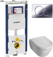 Инсталляция Geberit Duofix Sigma 12 Plattenbau 111.362.00.5 с кнопкой Sigma 01 115.770.21.5 хром + унитаз Villeroy & Boch Subway 2.0 5600 1001 alpin + сиденье Subway 2