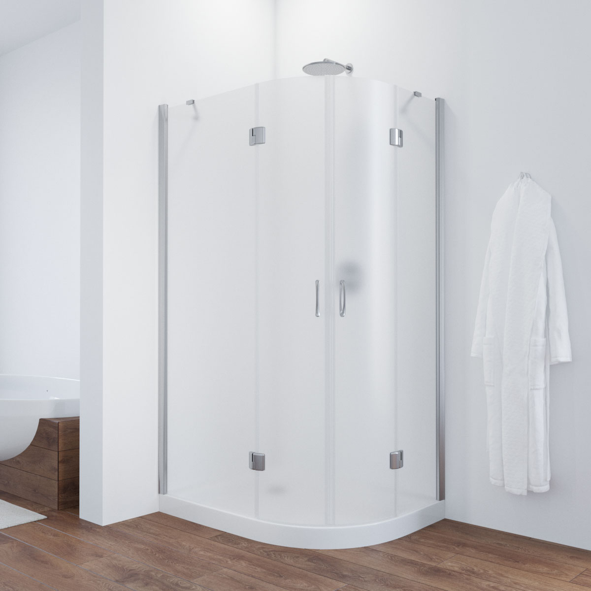 Душевой уголок Vegas Glass AFS-F TUR NOVO h1890 90*80 08 10 L, профиль глянцевый хром, стекло сатин