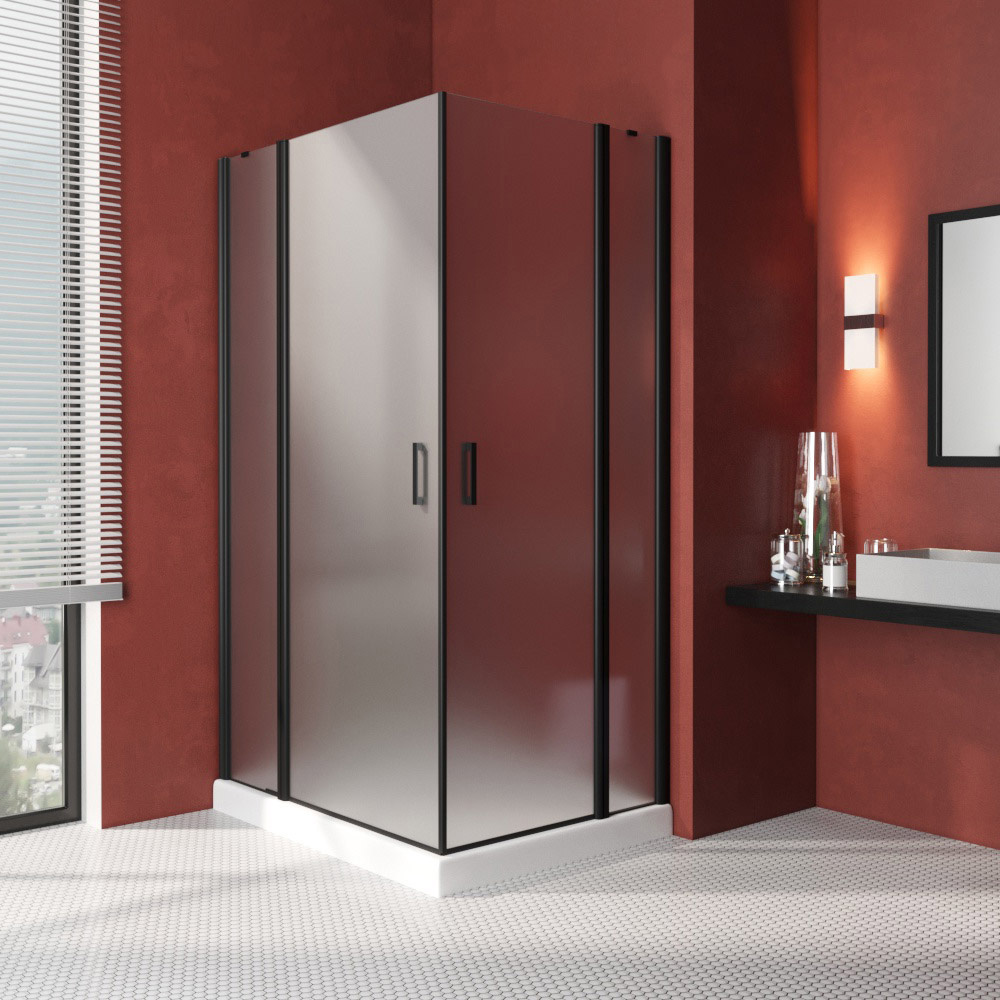 Душевой уголок Vegas Glass EFA-F LUX 100*90 02М 10 L, профиль черный матовый, стекло сатин