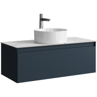 Тумба с раковиной Aqwella 5 stars Geometria 100 подвесная 1 ящик, серая, столешница белый мрамор