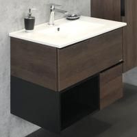 Тумба с раковиной Comforty Франкфурт 75, дуб шоколадно-коричневый, белая раковина