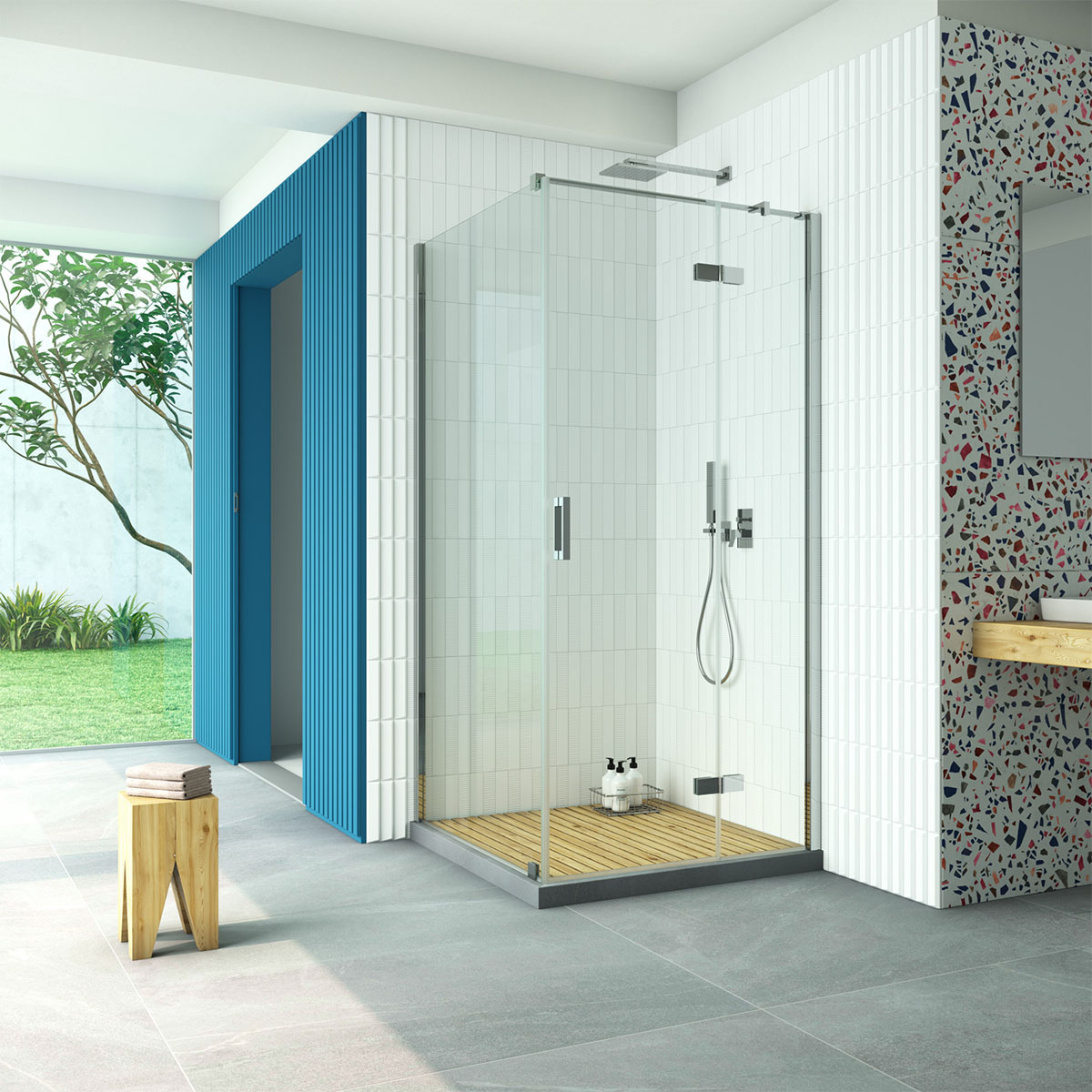 Душевой уголок Vegas Glass AFP-Fis Retta 110*90 08 crystalvision R, профиль глянцевый хром стекло crystalvision