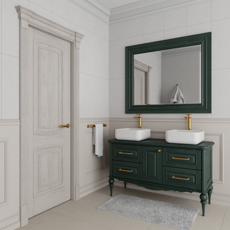 Мебель для ванной ValenHouse Эстетика 150 зеленая, фурнитура золото