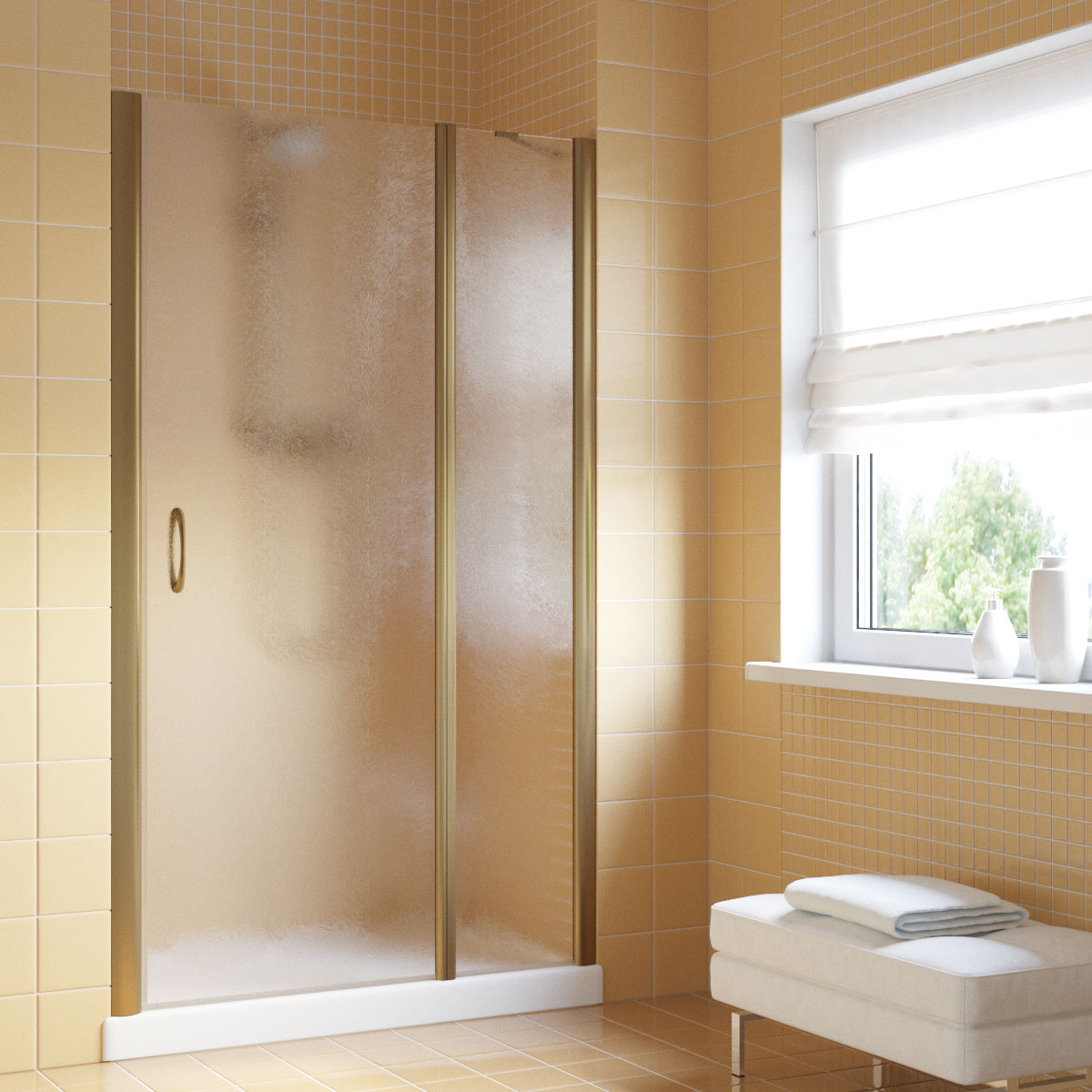 Душевая дверь в нишу Vegas Glass  EP-F-1 LUX 105 05 02 R, профиль бронза, стекло шиншилла