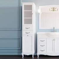 Пенал ValenHouse Астер 40 L с бельевой корзиной, белый, фурнитура хром