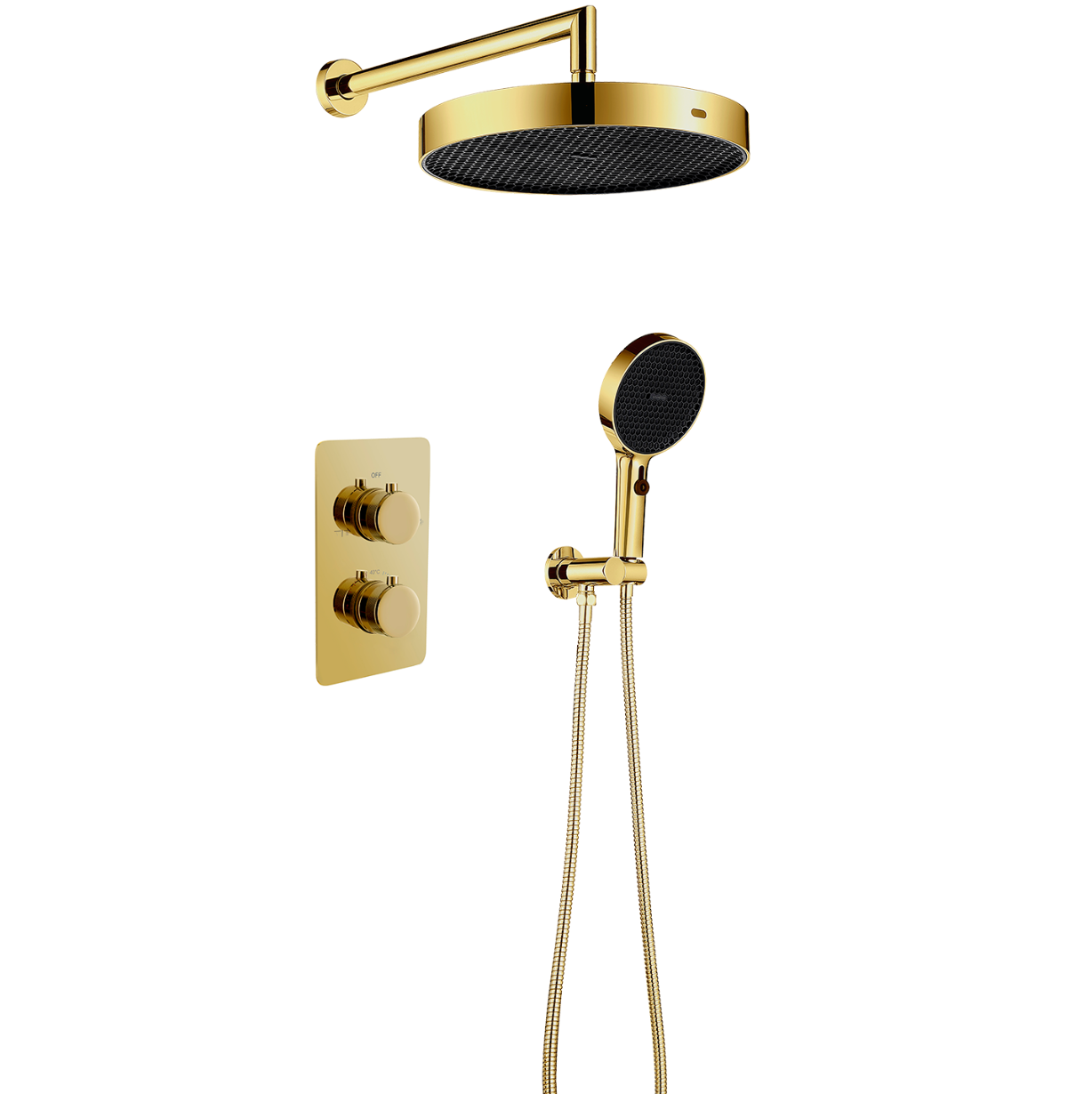 Душевой комплект для душа Boheme Cell золотой, термостат