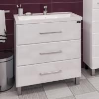 Тумба под раковину СанТа Омега Люкс 80 напольная белая 3 ящика