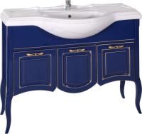 Тумба с раковиной ASB-Woodline Эмили 105 синяя, патина золото