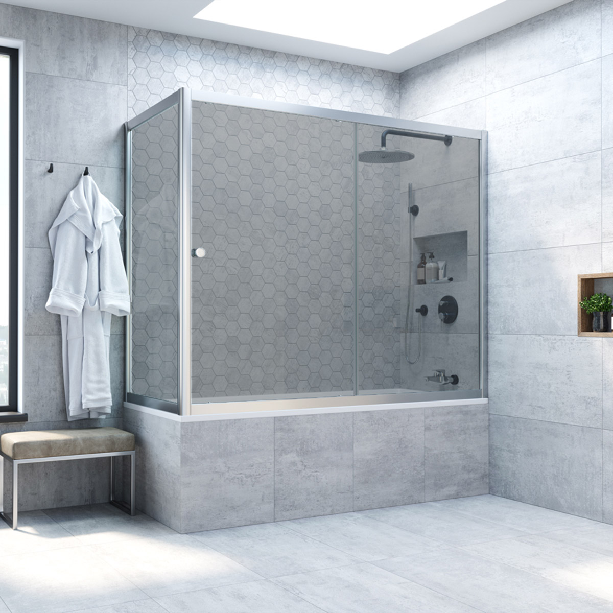 Шторка на ванну Vegas Glass ZV+ZVF NOVO 160*70 07 07, профиль матовый хром, стекло графит