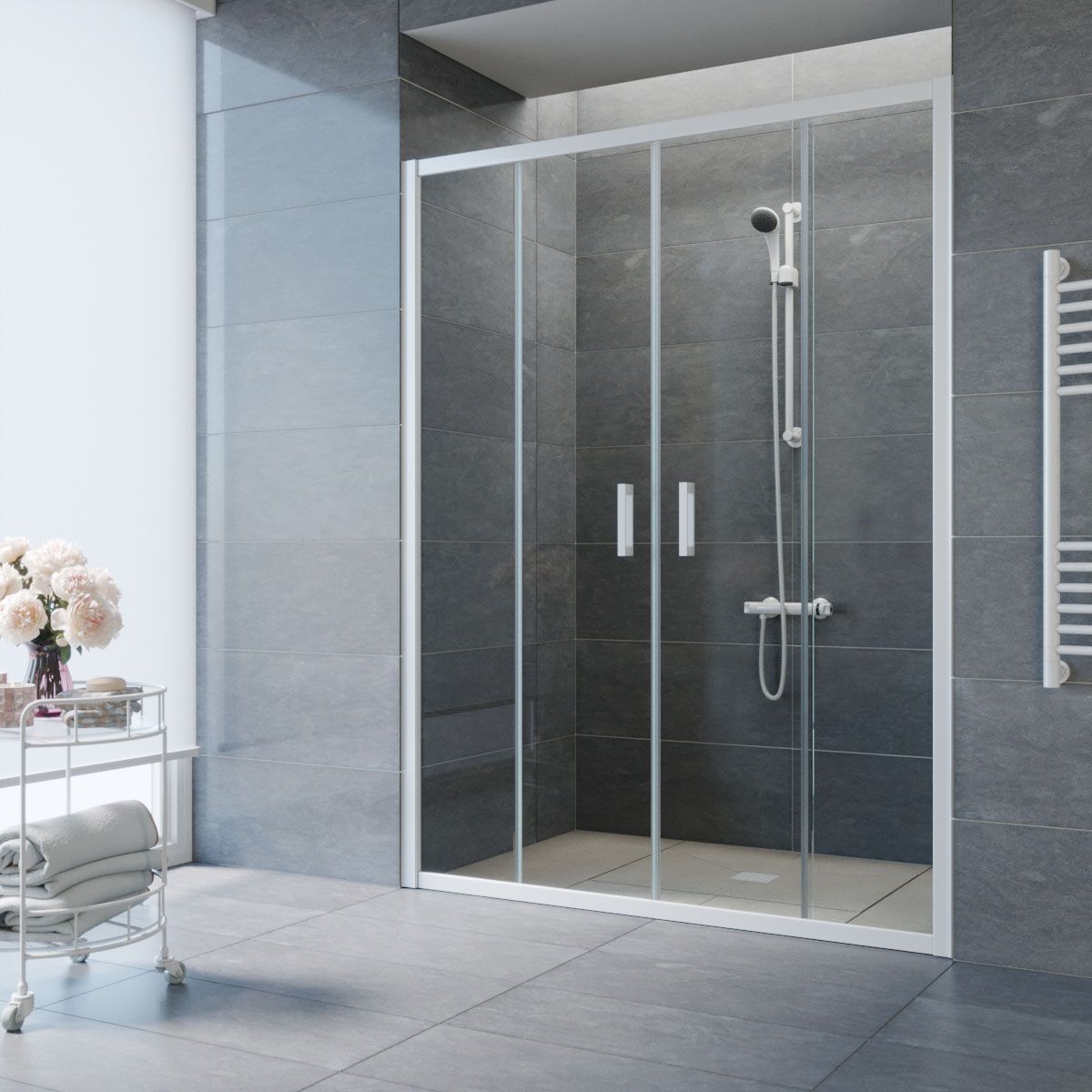 Душевая дверь в нишу Vegas Glass Z2P NOVO h2000 170 01 01 профиль белый, стекло прозрачное