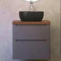 Тумба с раковиной Jorno Wood 60, серая, темная столешница