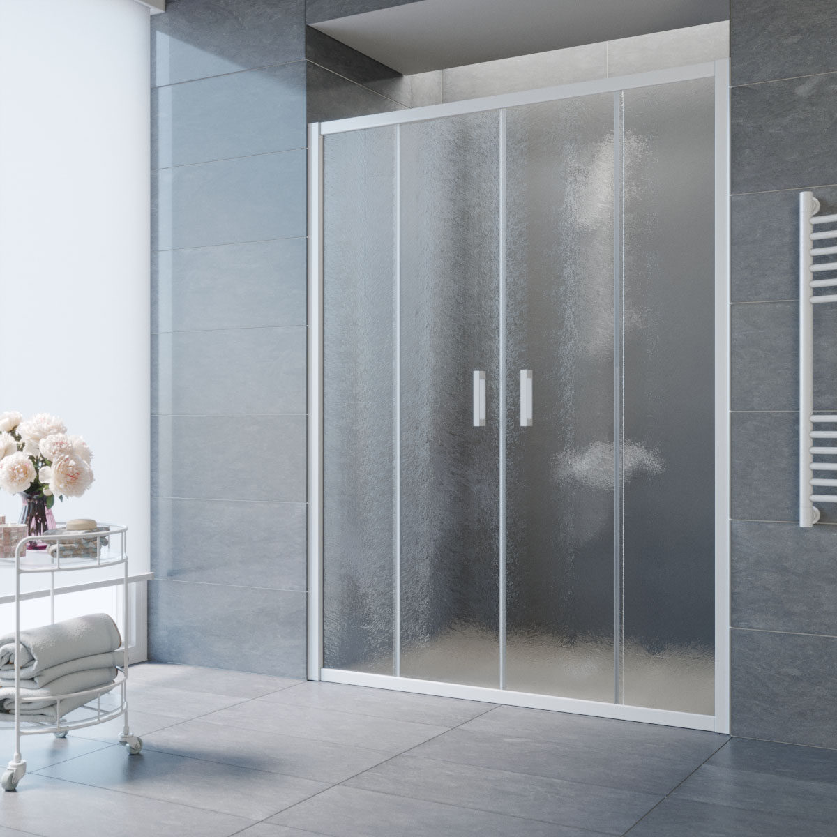 Душевая дверь в нишу Vegas Glass  Z2P NOVO h2000 170 01 02, профиль белый, стекло шиншилла