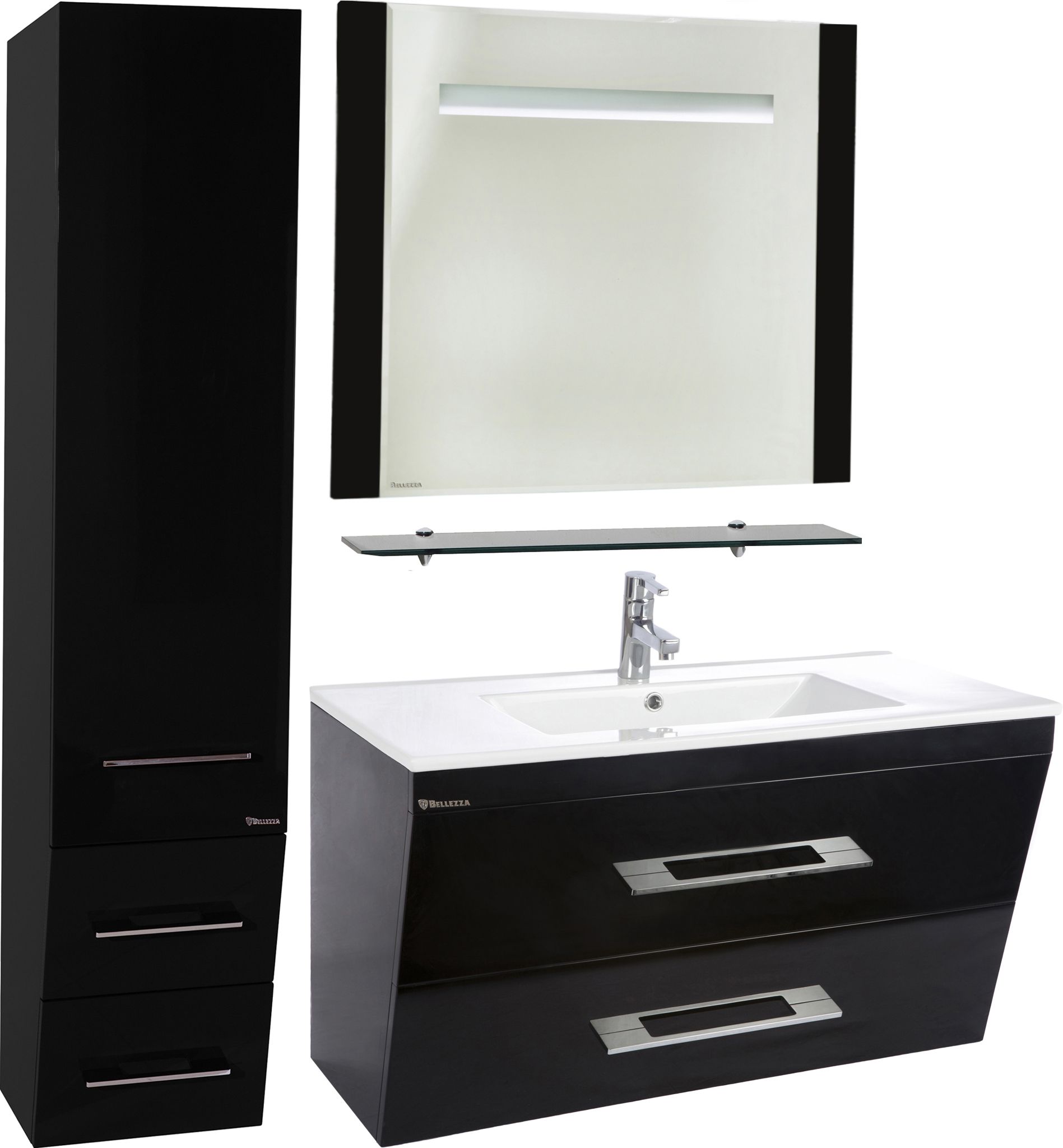 Мебель для ванной Bellezza Берта подвесная 100 черная в Москве по доступным ценам