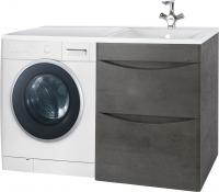 Тумба с раковиной Bellezza Олиссия 120 серая, под стиральную машину, 2 ящика
