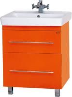 Тумба с раковиной Misty Елена 70 оранжевая, с 2-мя ящиками