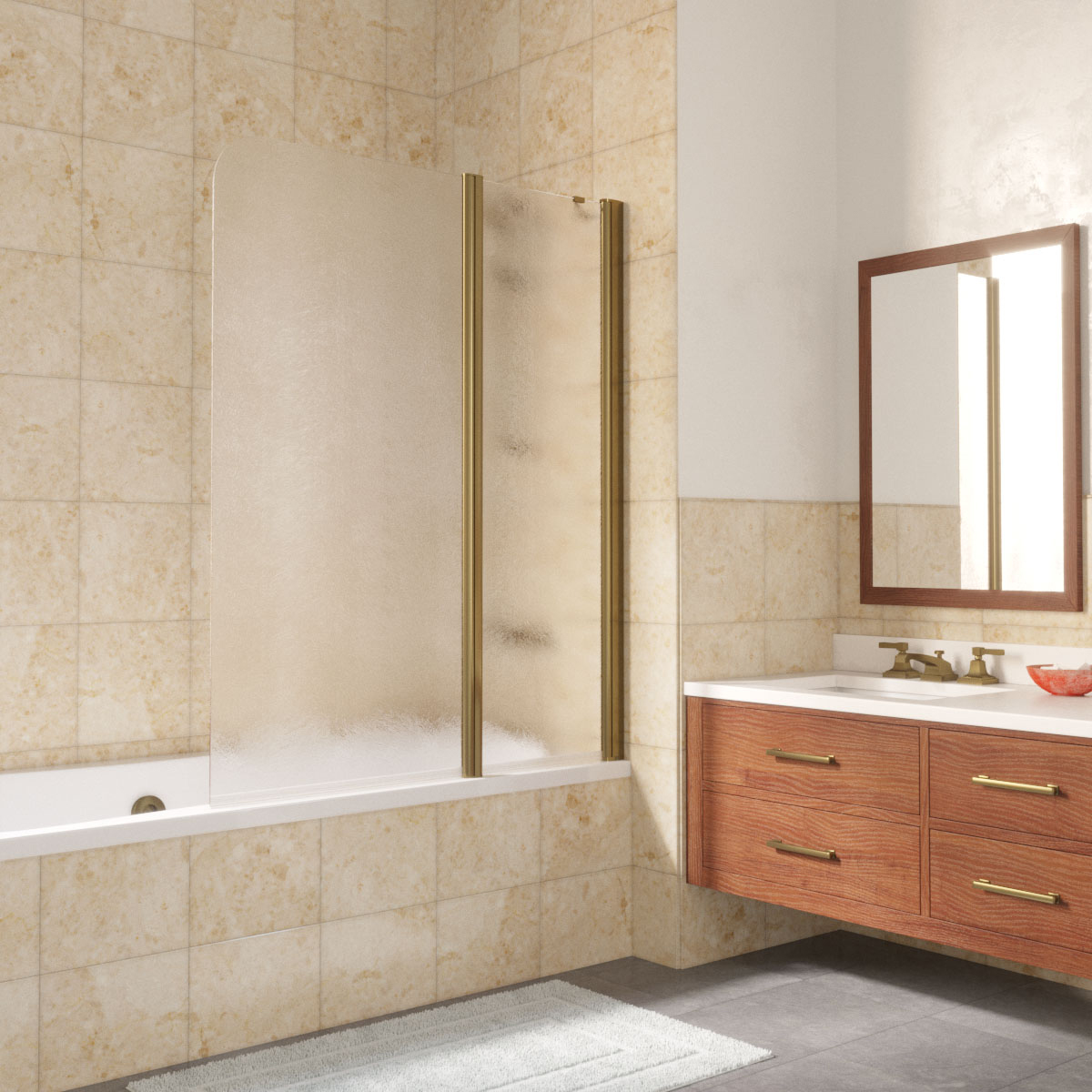 Шторка на ванну Vegas Glass  E2V LUX ST 125 05 02 R, профиль бронза, стекло шиншилла