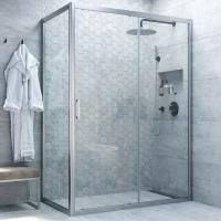 Душевой уголок Vegas Glass ZP+ZPV NOVO 130*100 07 01 профиль матовый хром, стекло прозрачное