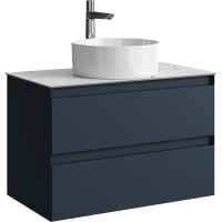 Тумба с раковиной Aqwella 5 stars Geometria 80 подвесная 2 ящика, серая, столешница белый мрамор