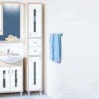 Пенал Бриклаер Бали 34 светлая лиственница, белый глянец, с бельевой корзиной